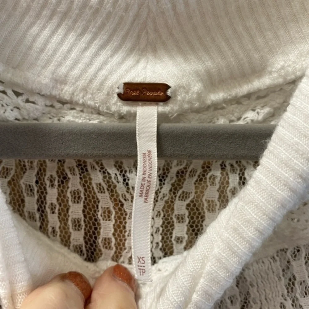 Free People White, Waffle, Raw Hem Top